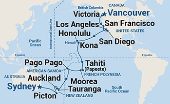 36-Day Hawaii, Tahiti & South Pacific Crossing Itinerary Map